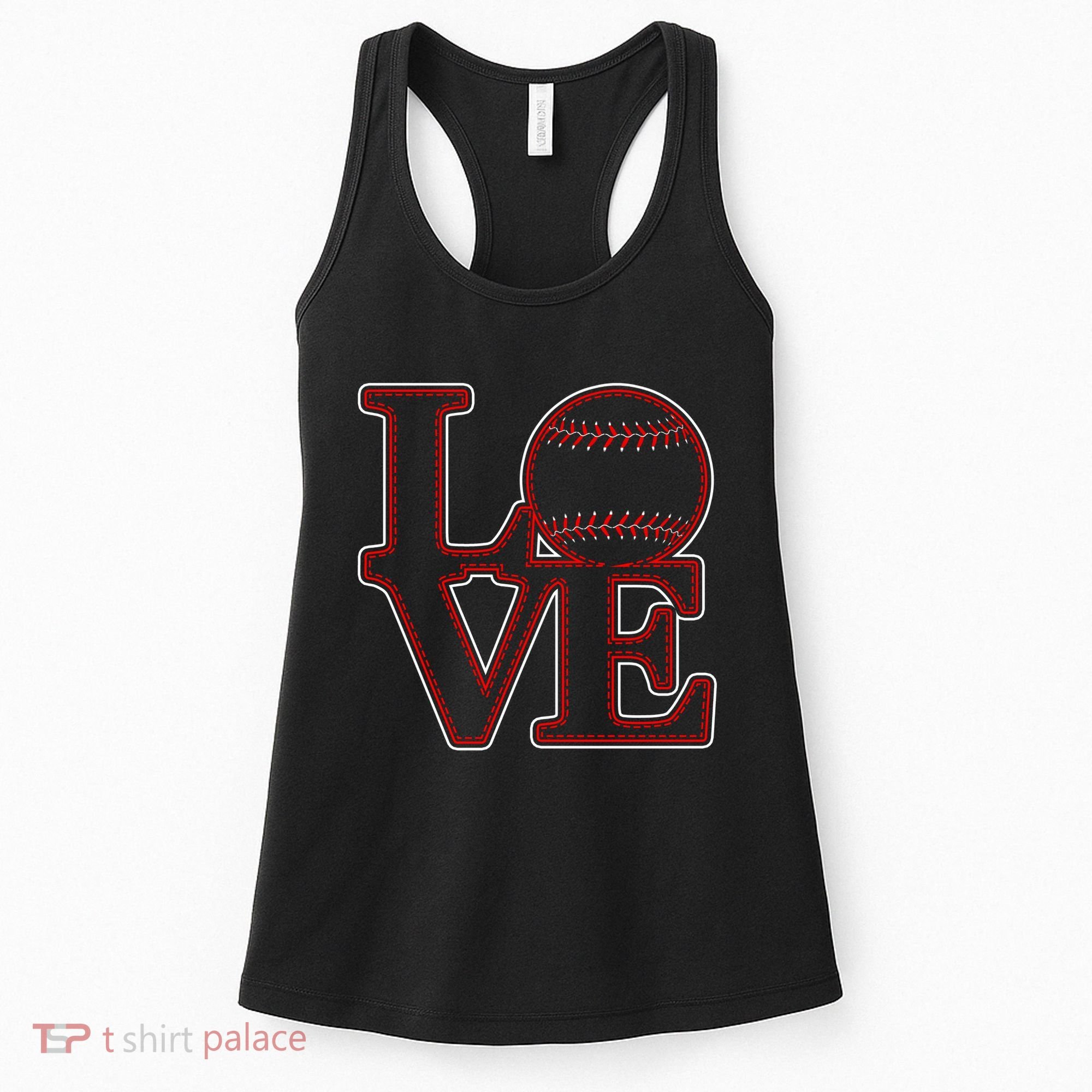 Love Baseball Stitch Letters Baseball Fan Women's Tank Top