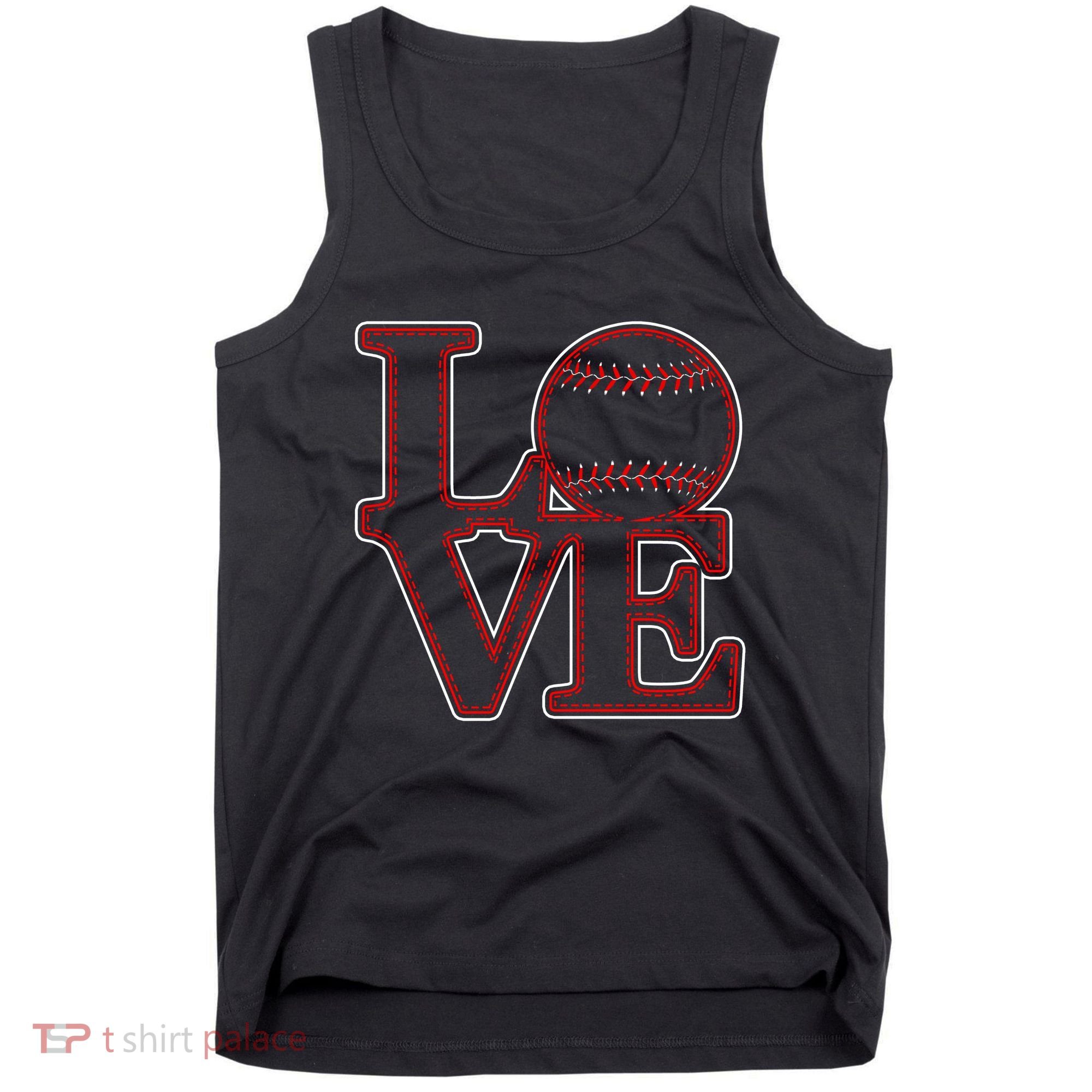 Love Baseball Stitch Letters Baseball Fan Tank Top