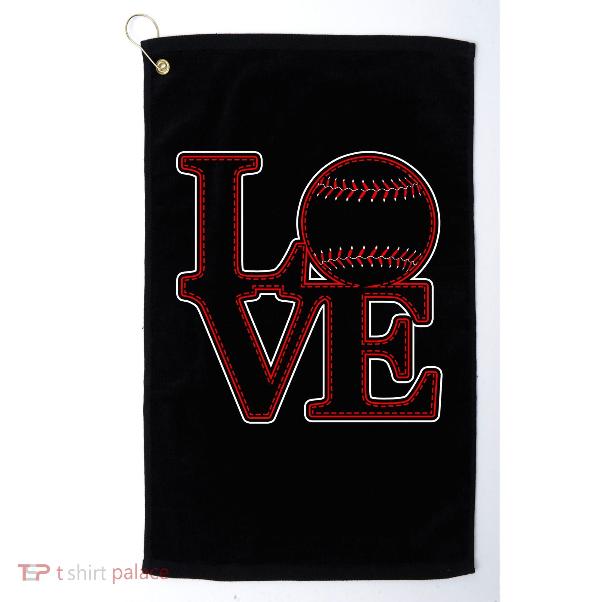 Love Baseball Stitch Letters Baseball Fan Golf Towel