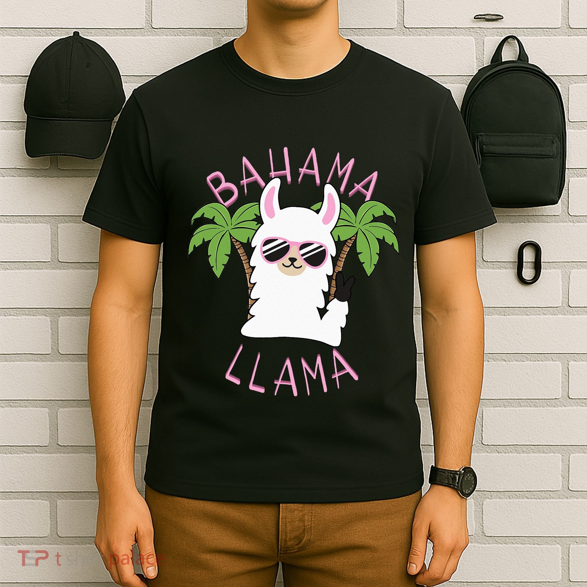 Llama Bahamas Souvenir Travel Vacation Bahamian Flag Nassau T-Shirt