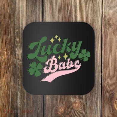 Lucky Babe Shamrock Retro Vintage St Patricks Day St Paddys Coaster