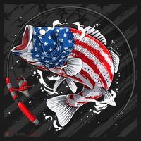 Largemouth Bass USA Flag Imprint Backpack thumb 2