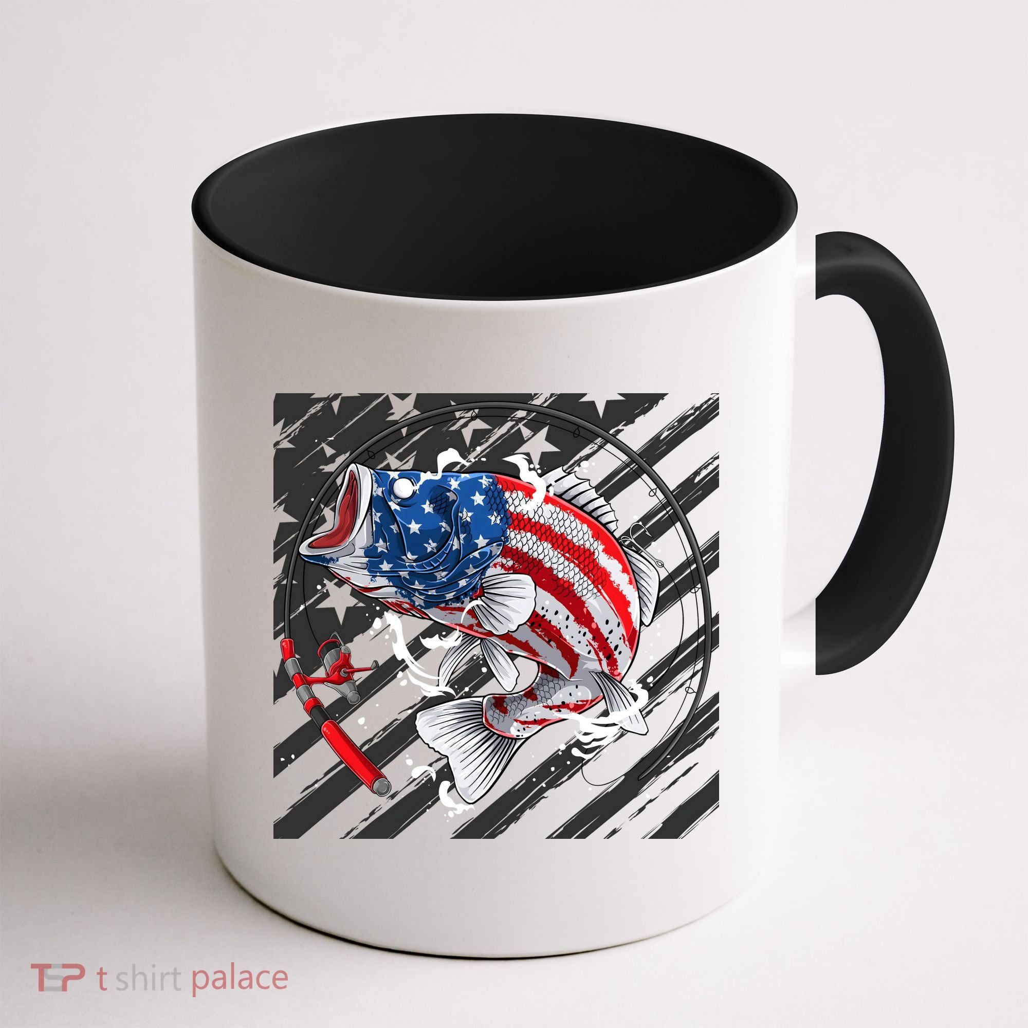 Largemouth Bass USA Flag Imprint Coffee Mug