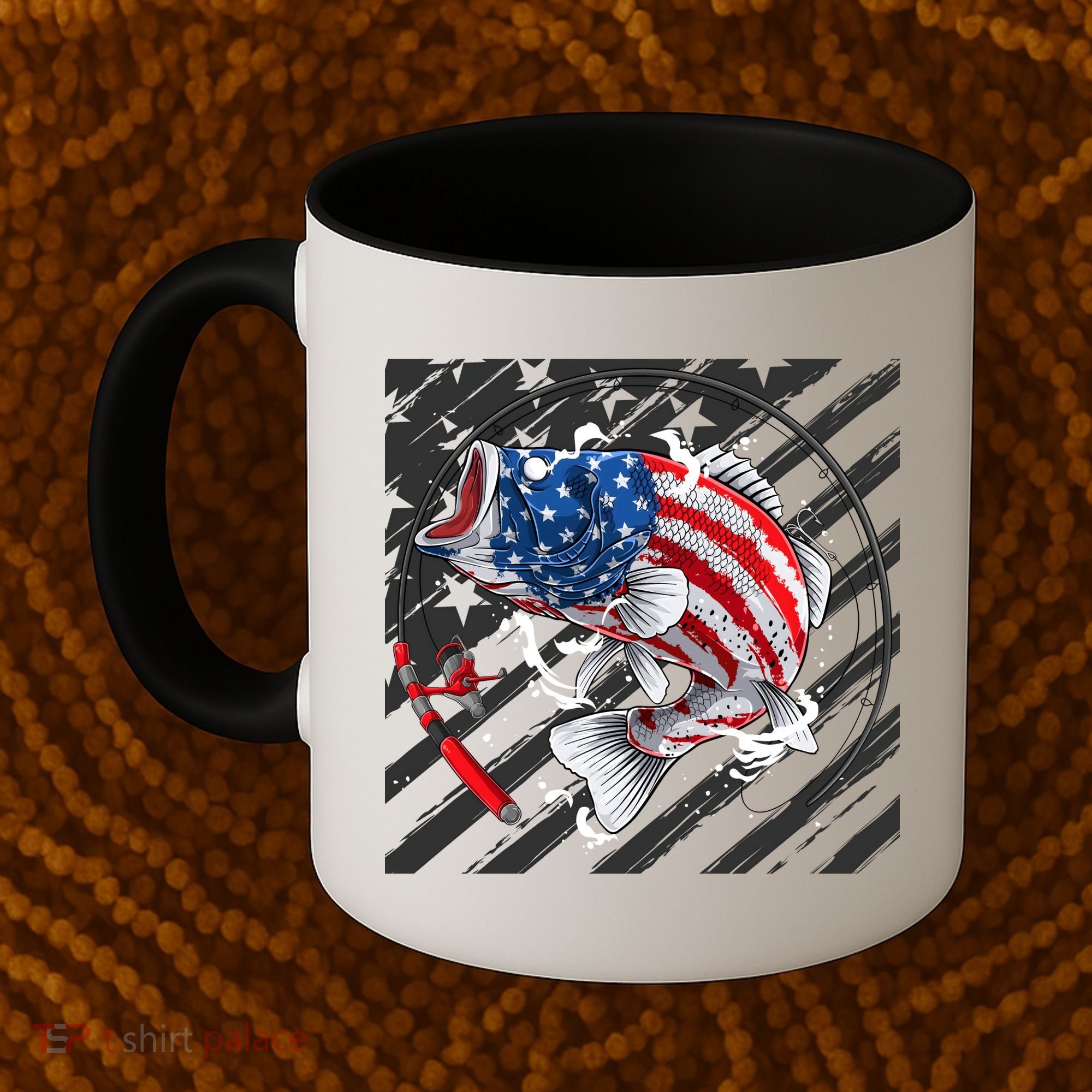 Largemouth Bass USA Flag Imprint Coffee Mug