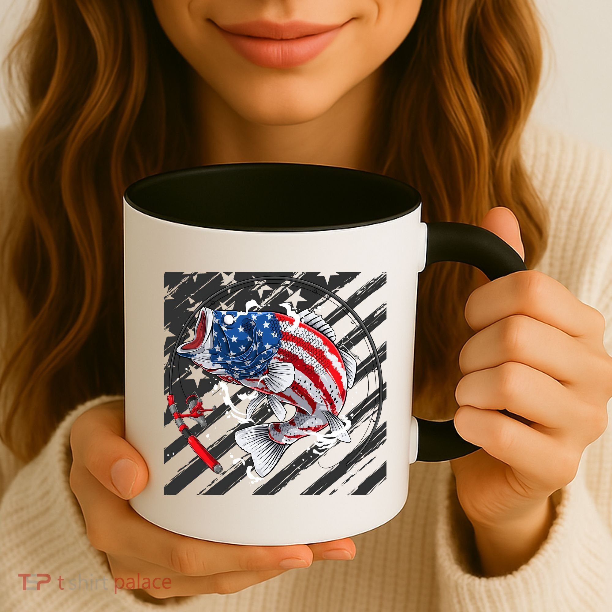 Largemouth Bass USA Flag Imprint Coffee Mug