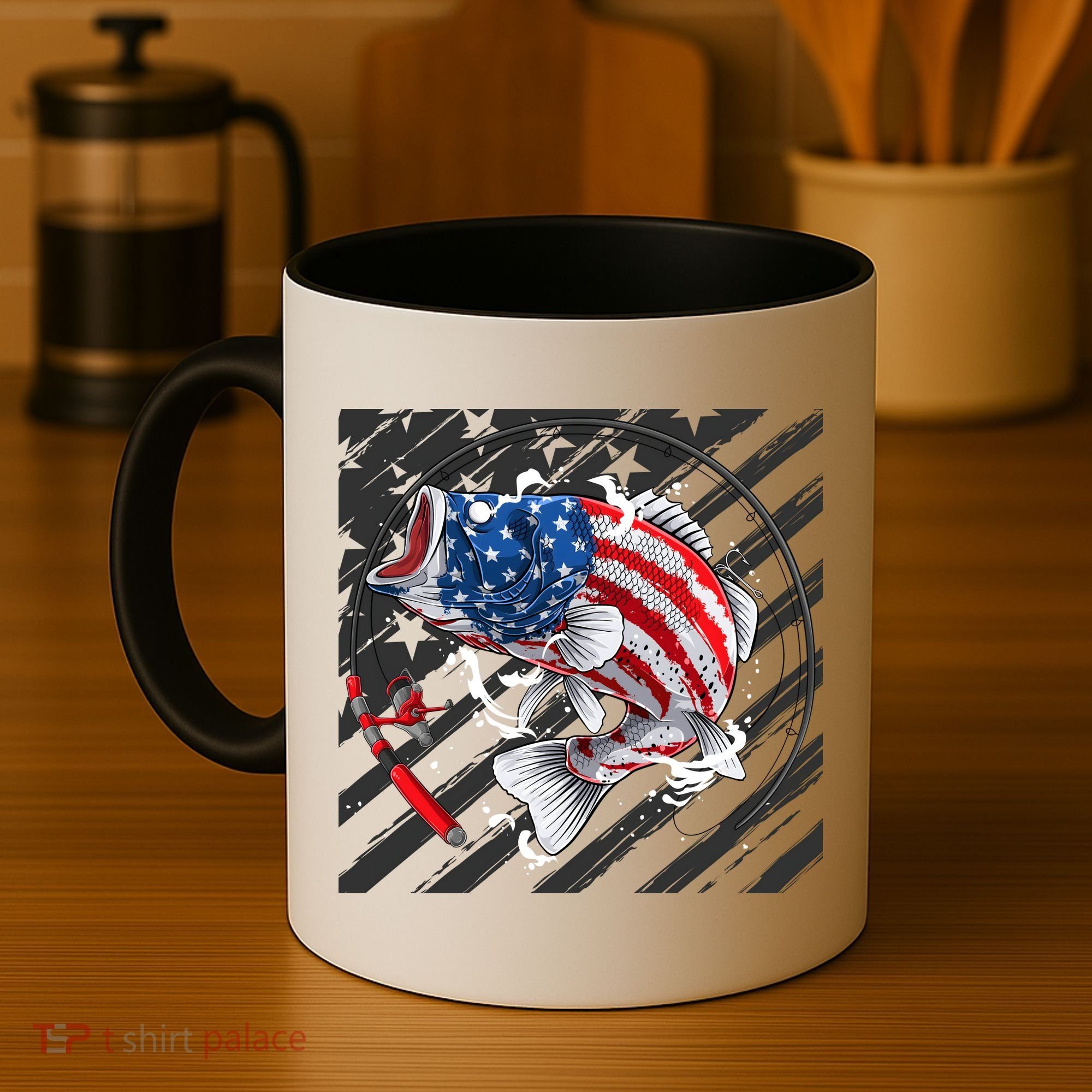 Largemouth Bass USA Flag Imprint Coffee Mug