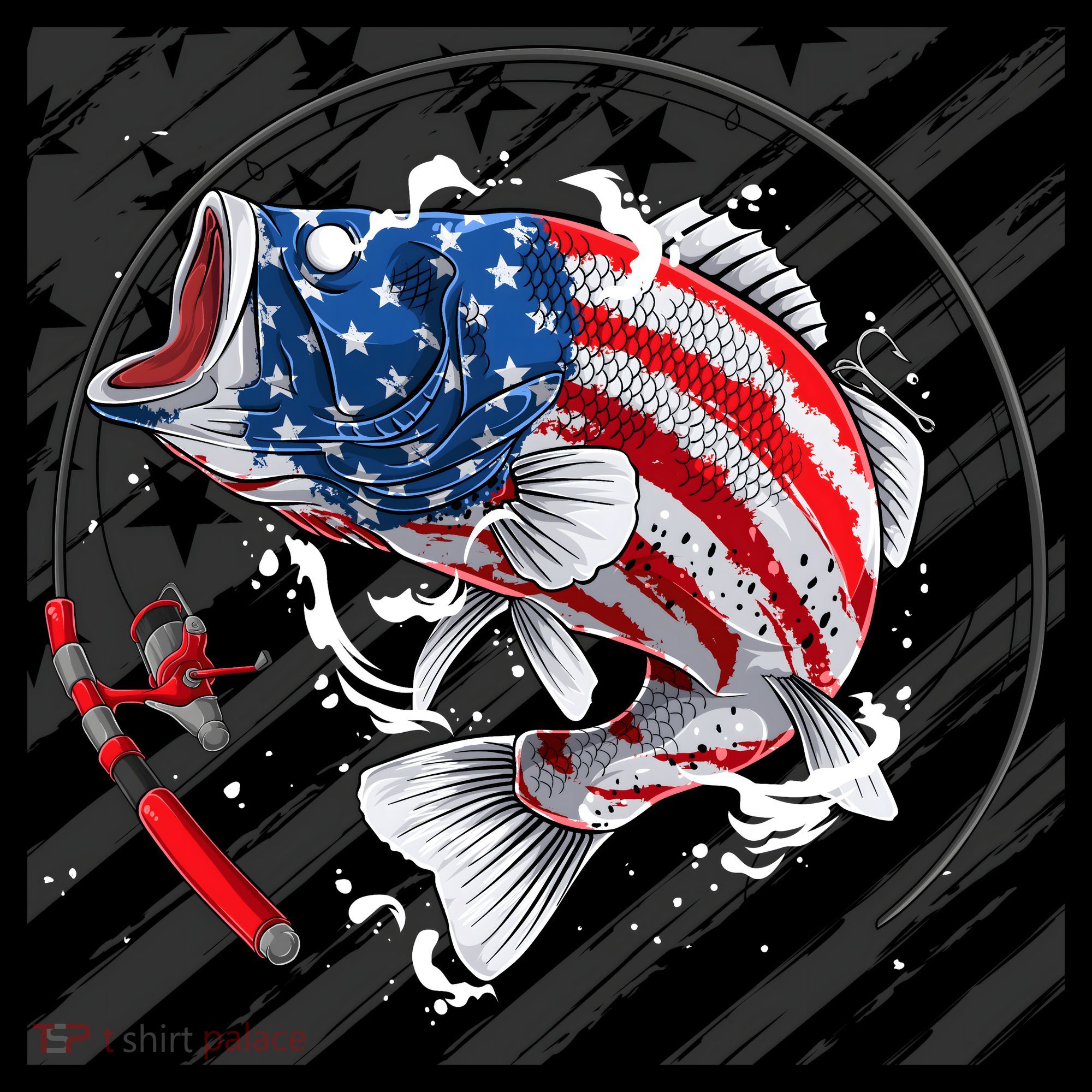 Largemouth Bass USA Flag Imprint Coffee Mug