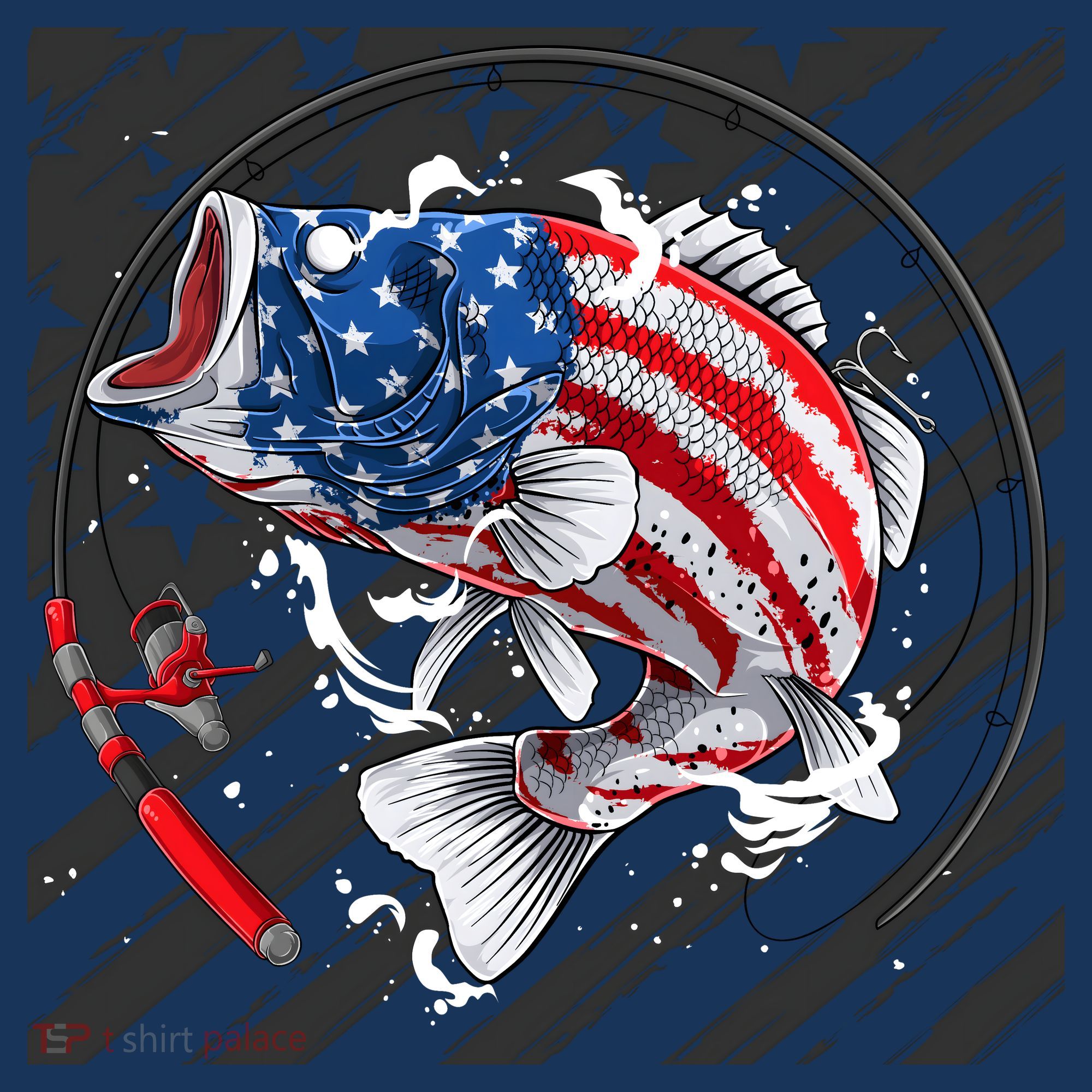 Largemouth Bass USA Flag Imprint Women's Hoodie