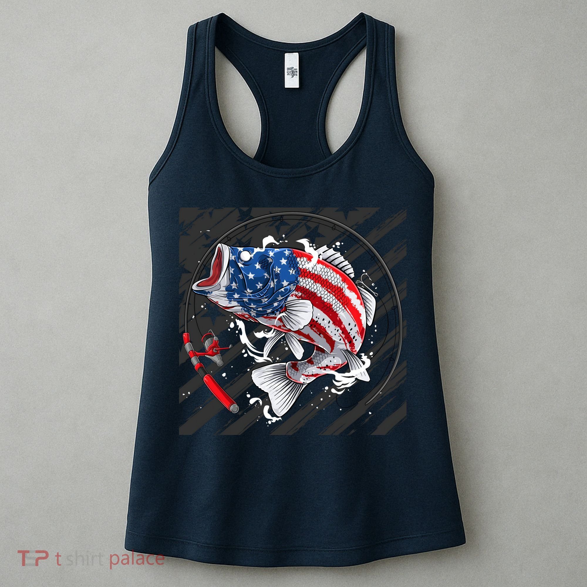 Largemouth Bass USA Flag Imprint Women's Tank Top