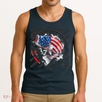 Largemouth Bass USA Flag Imprint Tank Top thumb 3