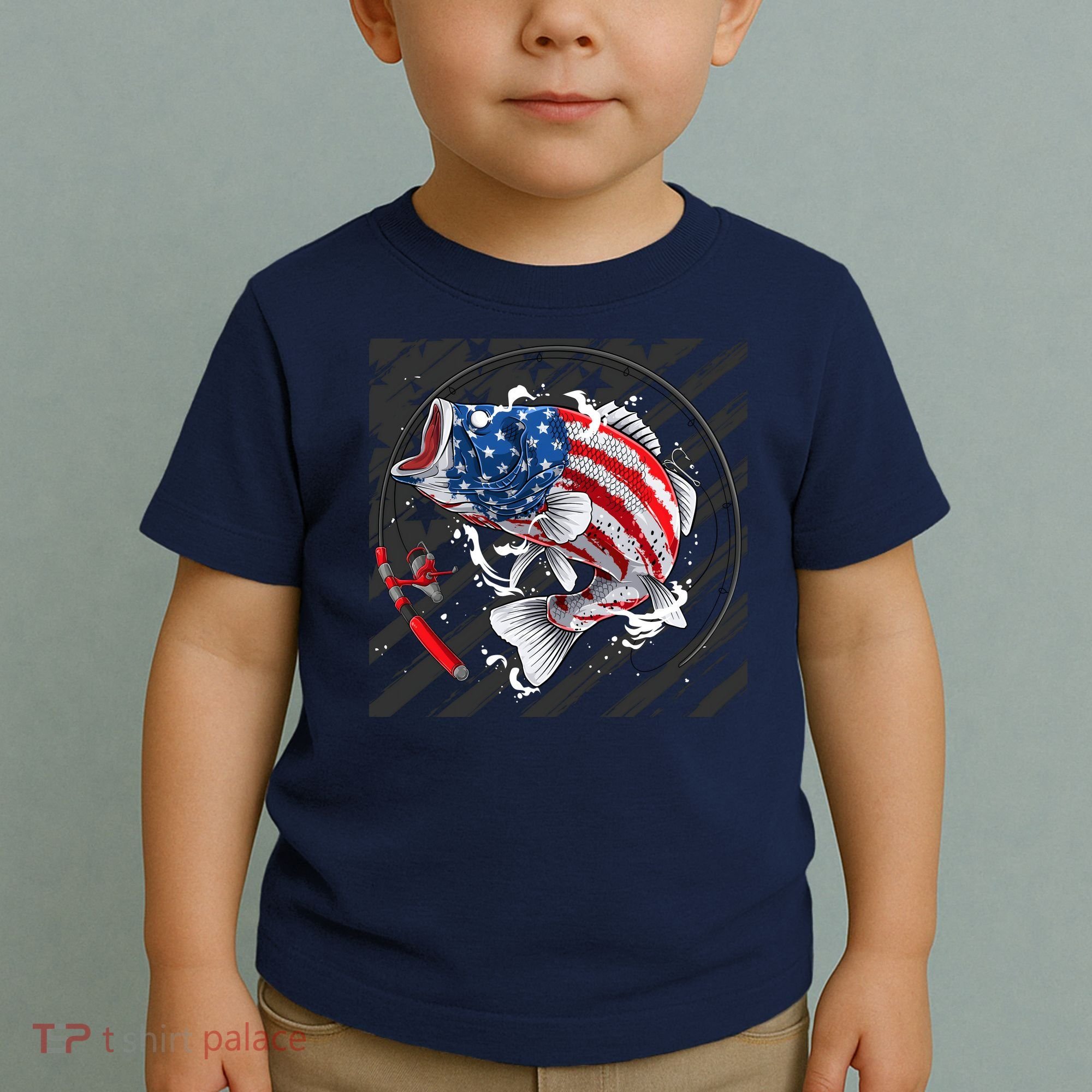 Largemouth Bass USA Flag Imprint Toddler T-Shirt