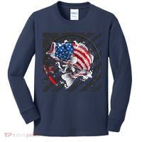 Largemouth Bass USA Flag Imprint Kids Long Sleeve Shirt thumb 0