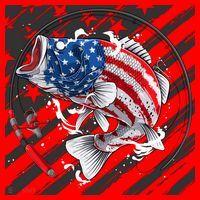 Largemouth Bass USA Flag Imprint Santa Hat thumb 1