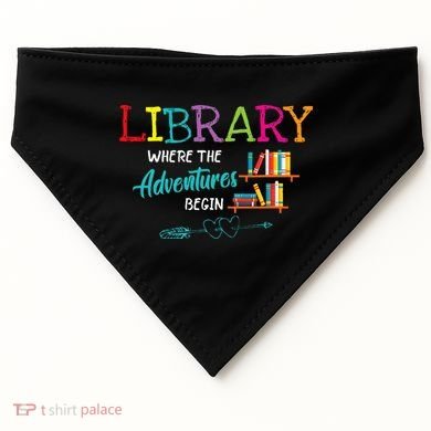 Library Books Where Adventure Begins Librarian Reader USA-Made Doggie Bandana