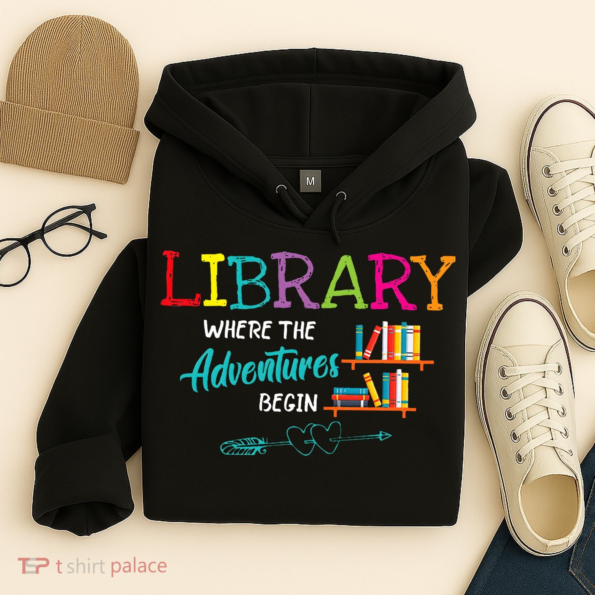 Library Books Where Adventure Begins Librarian Reader Hoodie