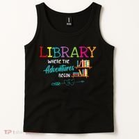 Library Books Where Adventure Begins Librarian Reader Tank Top thumb 2
