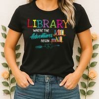 Library Books Where Adventure Begins Librarian Reader Women's T-Shirt thumb 2