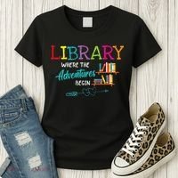 Library Books Where Adventure Begins Librarian Reader Women's T-Shirt thumb 3