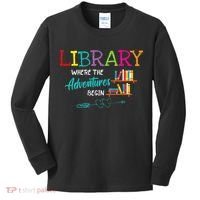 Library Books Where Adventure Begins Librarian Reader Kids Long Sleeve Shirt thumb 0