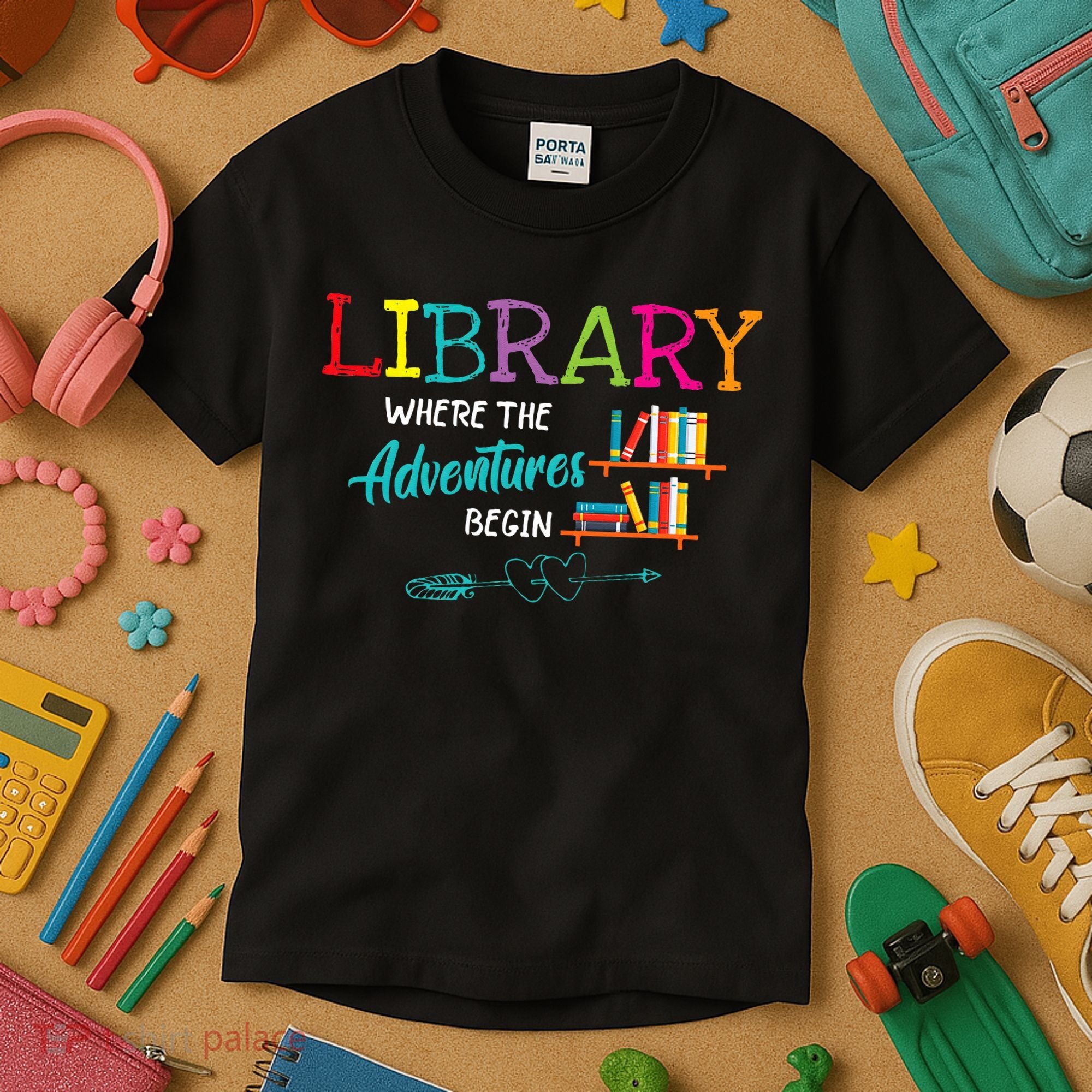 Library Books Where Adventure Begins Librarian Reader Kids T-Shirt