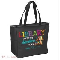Library Books Where Adventure Begins Librarian Reader Tote Bag thumb 2