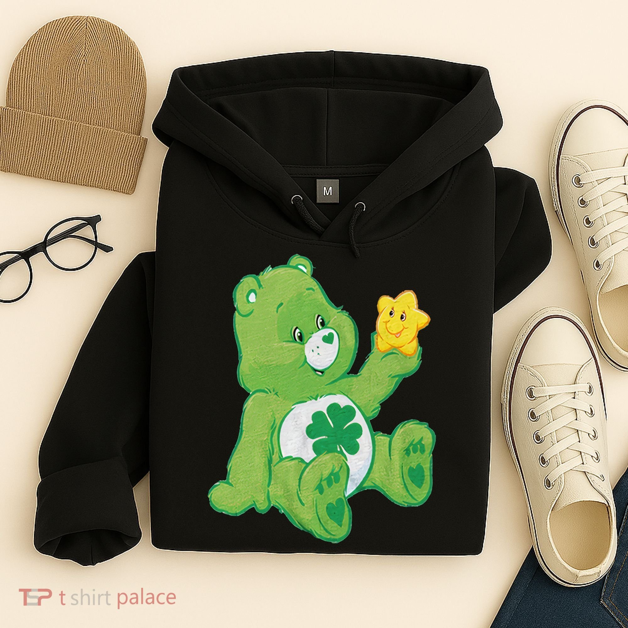Lucky Bear With Star Saint Patrick's Day Irish Shamrock Cute Funny Hoodie
