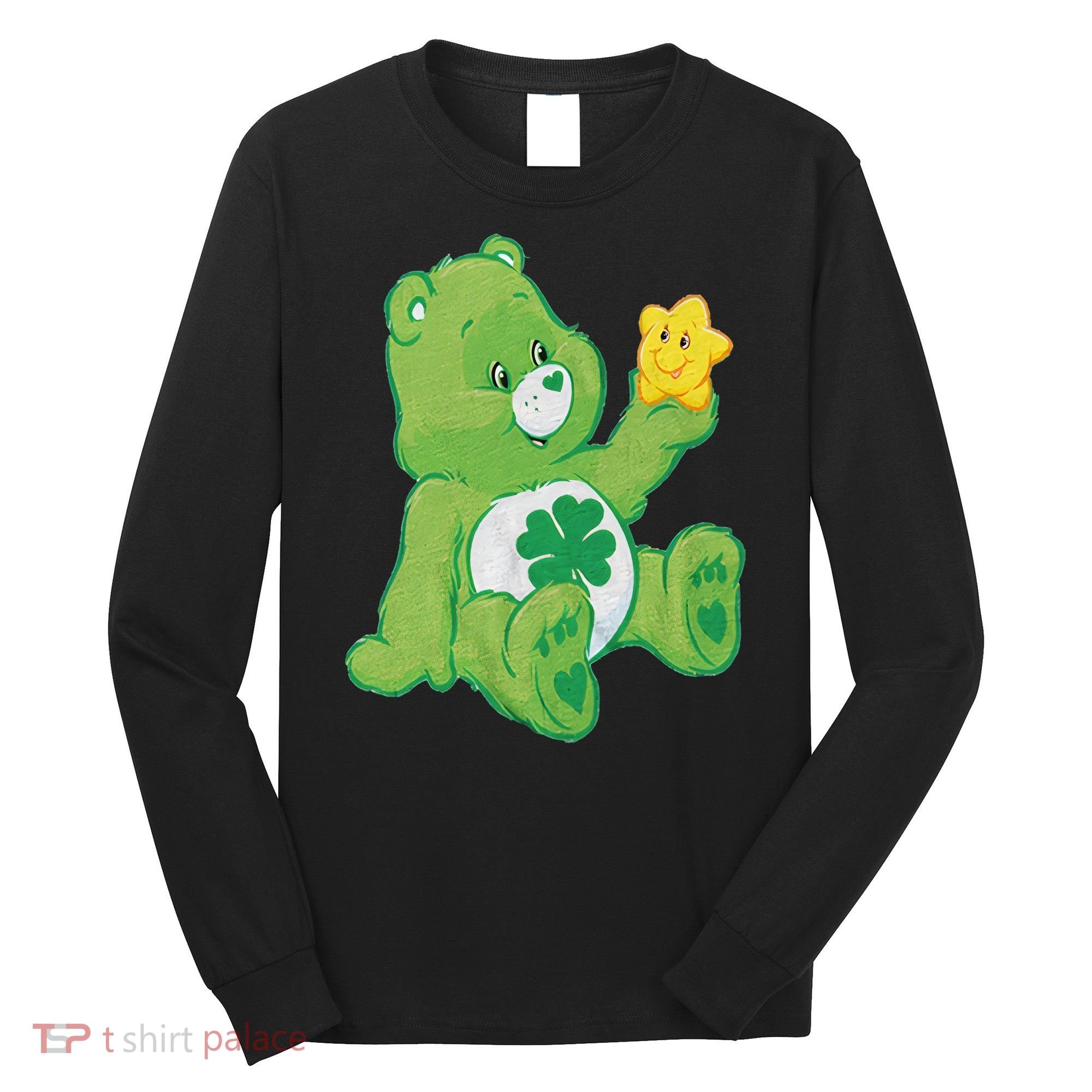 Lucky Bear With Star Saint Patrick's Day Irish Shamrock Cute Funny Long Sleeve Shirt