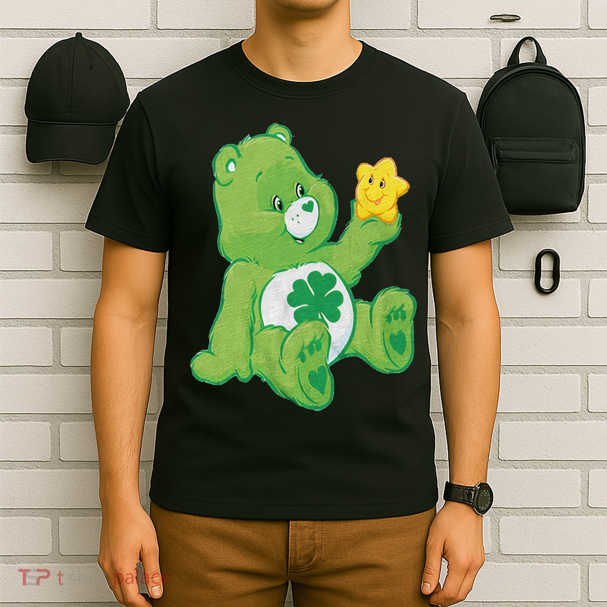 Lucky Bear With Star Saint Patrick's Day Irish Shamrock Cute Funny T-Shirt