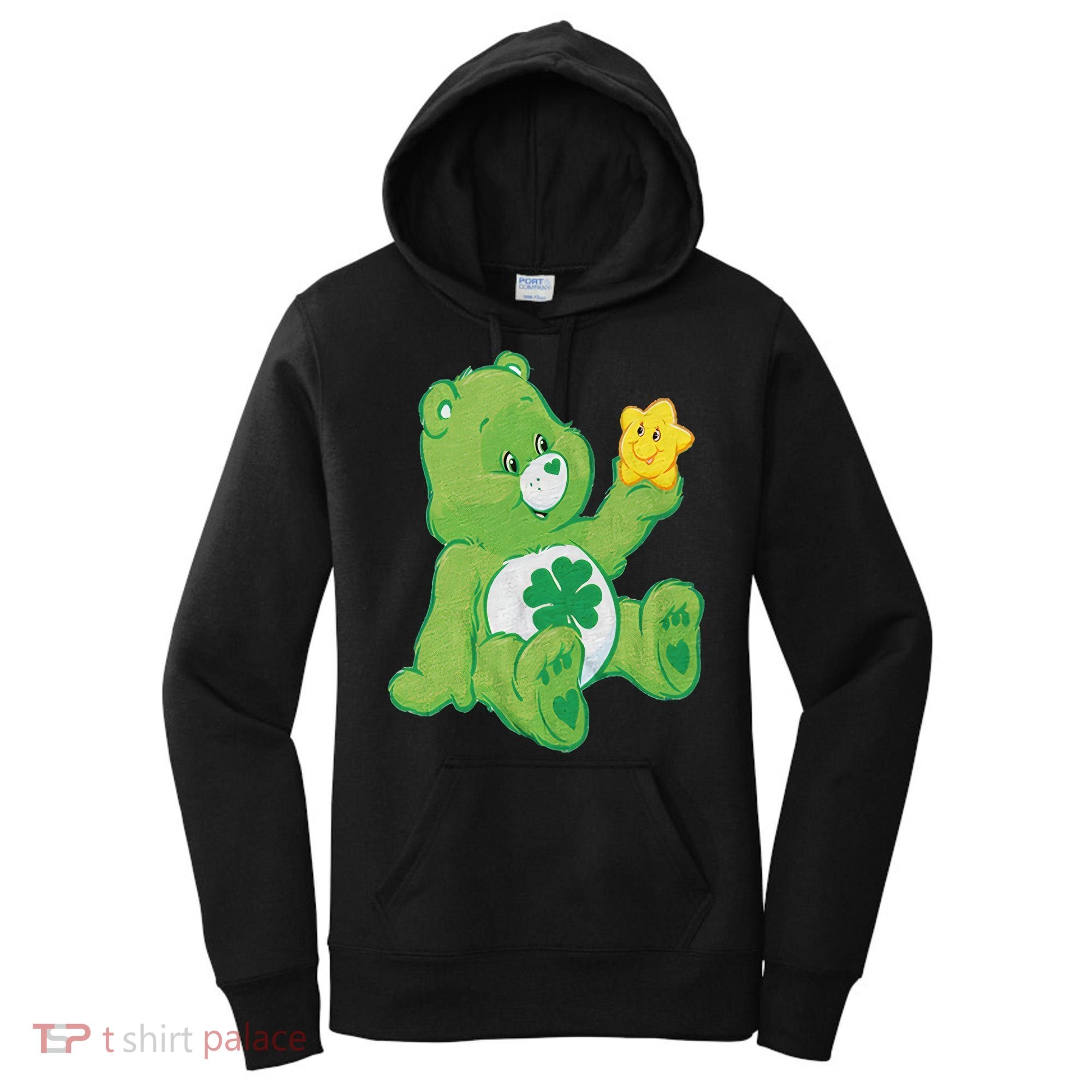 Lucky Bear With Star Saint Patrick's Day Irish Shamrock Cute Funny Women's Hoodie