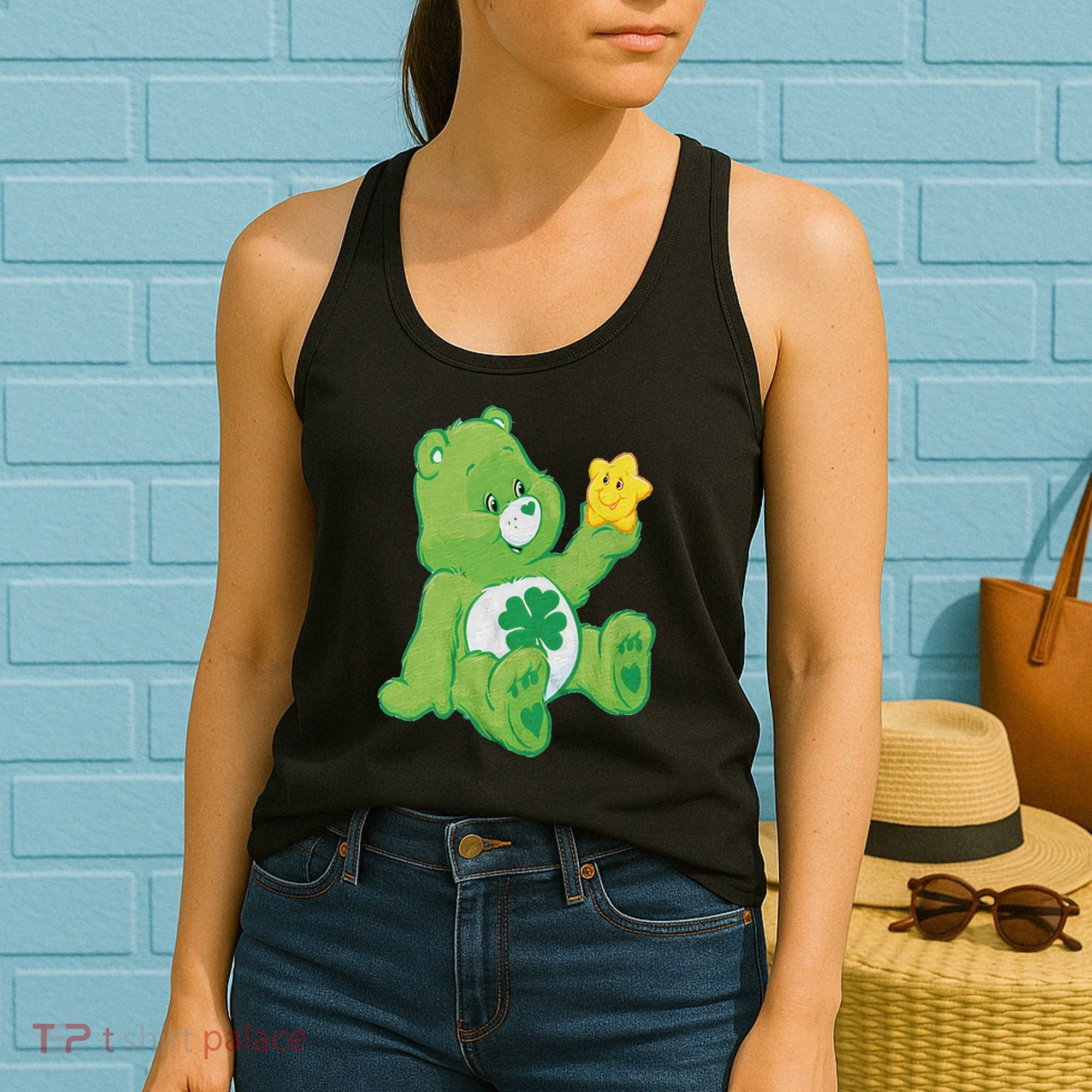 Lucky Bear With Star Saint Patrick's Day Irish Shamrock Cute Funny Women's Tank Top