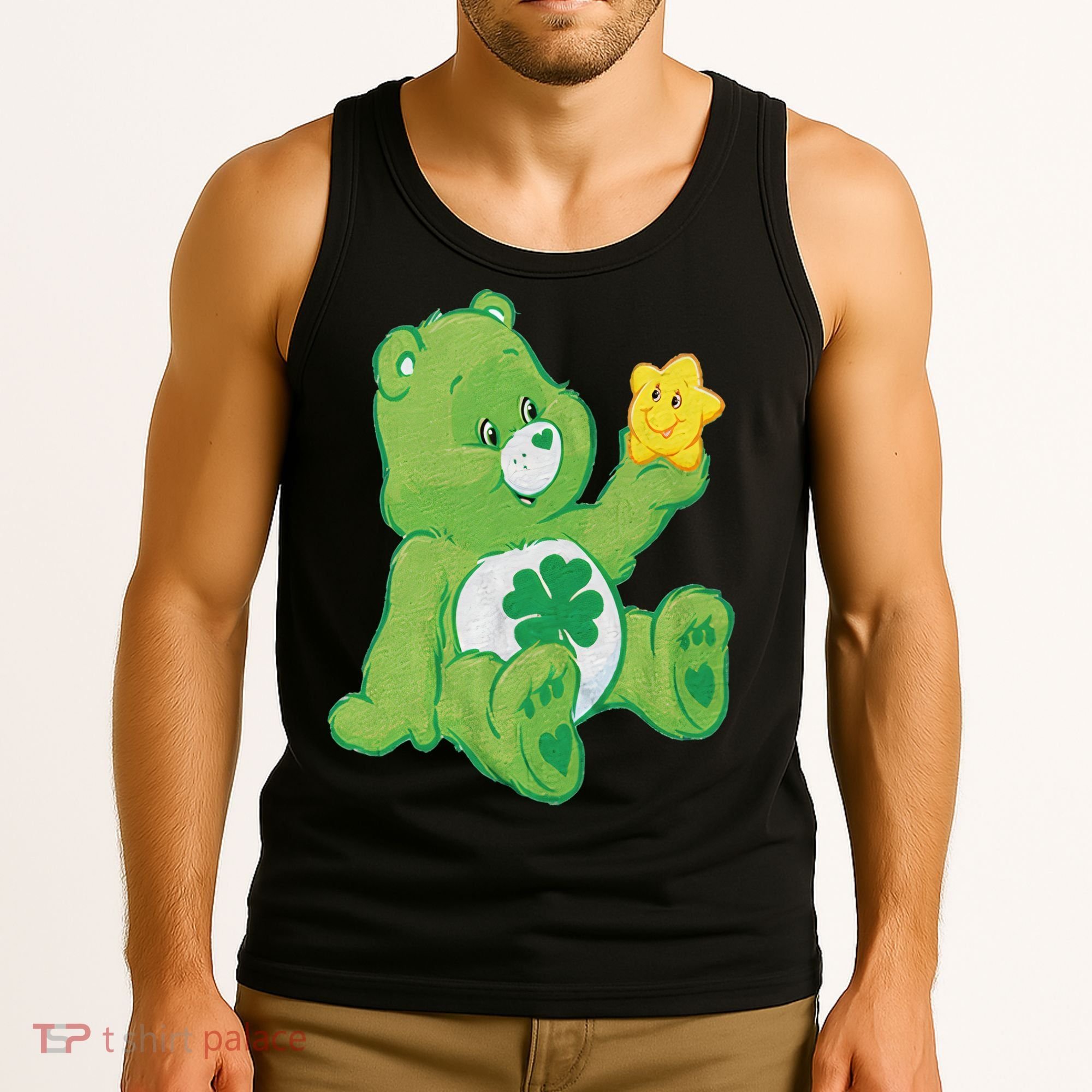 Lucky Bear With Star Saint Patrick's Day Irish Shamrock Cute Funny Tank Top