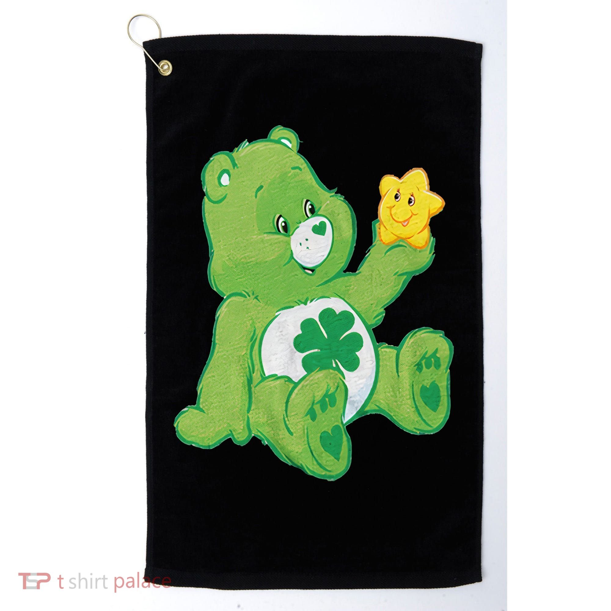 Lucky Bear With Star Saint Patrick's Day Irish Shamrock Cute Funny Golf Towel