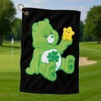 Lucky Bear With Star Saint Patrick's Day Irish Shamrock Cute Funny Golf Towel thumb 1