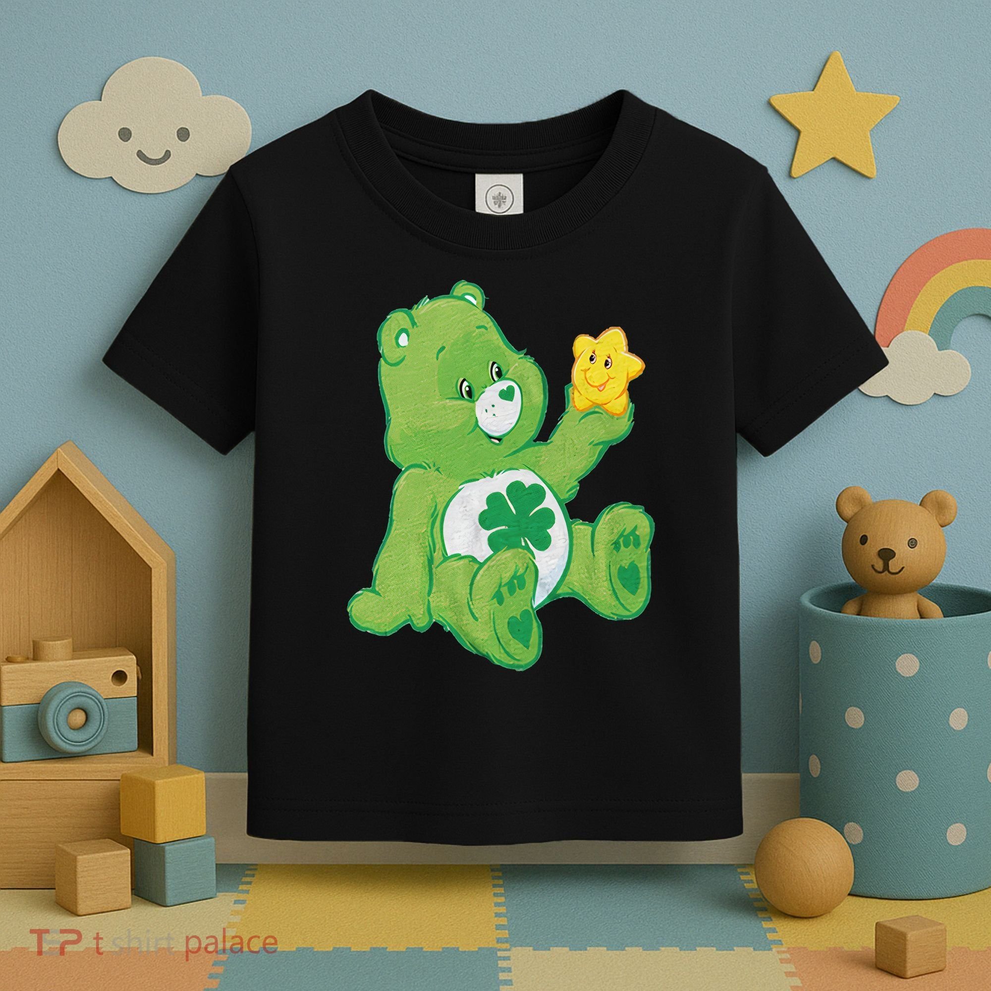 Lucky Bear With Star Saint Patrick's Day Irish Shamrock Cute Funny Toddler T-Shirt