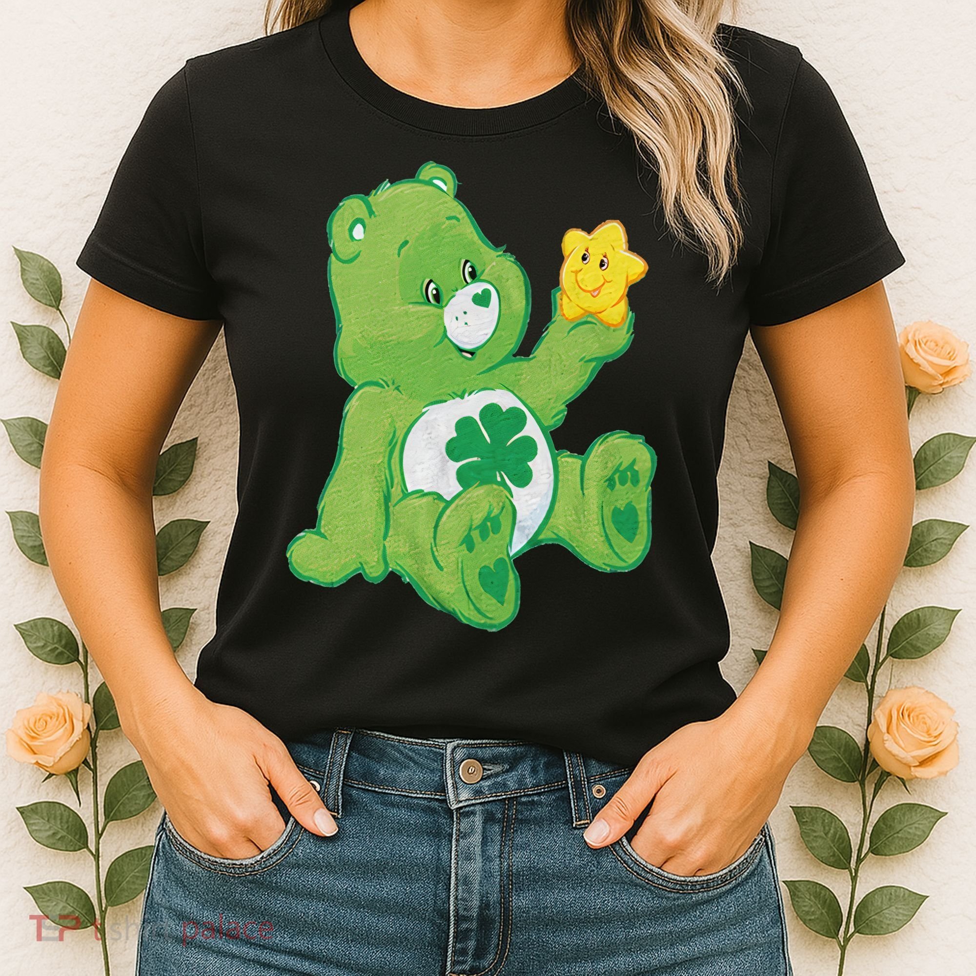 Lucky Bear With Star Saint Patrick's Day Irish Shamrock Cute Funny Women's T-Shirt