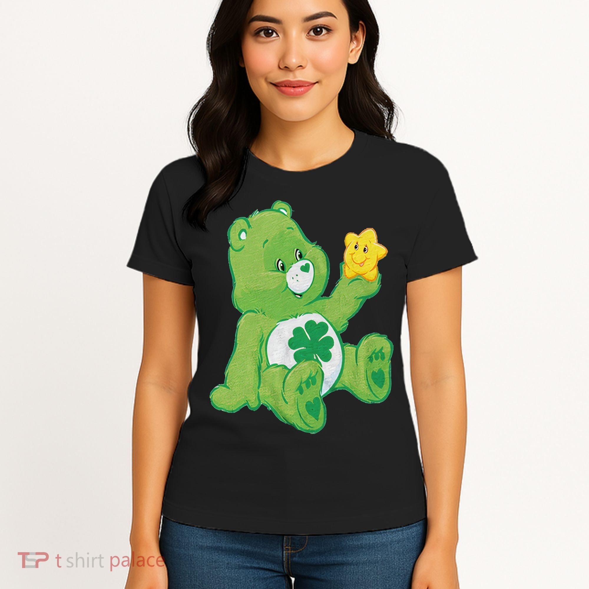 Lucky Bear With Star Saint Patrick's Day Irish Shamrock Cute Funny Women's T-Shirt