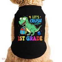 Let's Crush 1st Grade T Rex Dinosaur Back To School Doggie Tank thumb 0