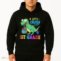 Let's Crush 1st Grade T Rex Dinosaur Back To School Hoodie thumb 2