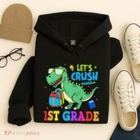 Let's Crush 1st Grade T Rex Dinosaur Back To School Hoodie thumb 4