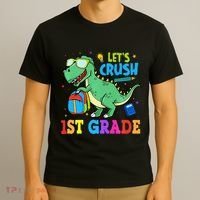 Let's Crush 1st Grade T Rex Dinosaur Back To School T-Shirt thumb 3