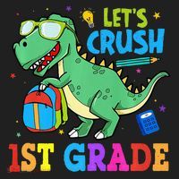 Let's Crush 1st Grade T Rex Dinosaur Back To School Beanie thumb 2