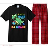 Let's Crush 1st Grade T Rex Dinosaur Back To School Pajama Set thumb 0