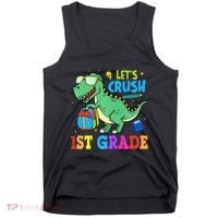 Let's Crush 1st Grade T Rex Dinosaur Back To School Tank Top thumb 0