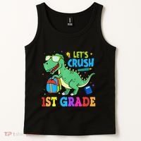 Let's Crush 1st Grade T Rex Dinosaur Back To School Tank Top thumb 2