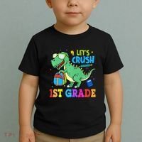 Let's Crush 1st Grade T Rex Dinosaur Back To School Toddler T-Shirt thumb 2