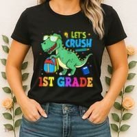 Let's Crush 1st Grade T Rex Dinosaur Back To School Women's T-Shirt thumb 2