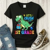 Let's Crush 1st Grade T Rex Dinosaur Back To School Women's T-Shirt thumb 3