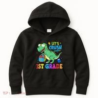Let's Crush 1st Grade T Rex Dinosaur Back To School Kids Hoodie thumb 0