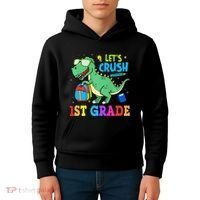 Let's Crush 1st Grade T Rex Dinosaur Back To School Kids Hoodie thumb 4
