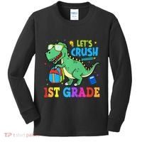 Let's Crush 1st Grade T Rex Dinosaur Back To School Kids Long Sleeve Shirt thumb 0